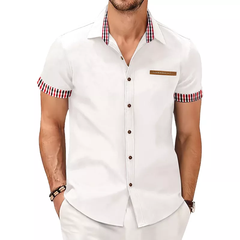 Camisa de manga curta Slim Fit para viagens de negócios