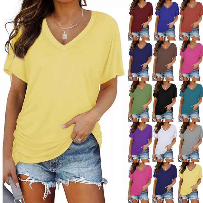 Camiseta feminina básica colorida de manga curta