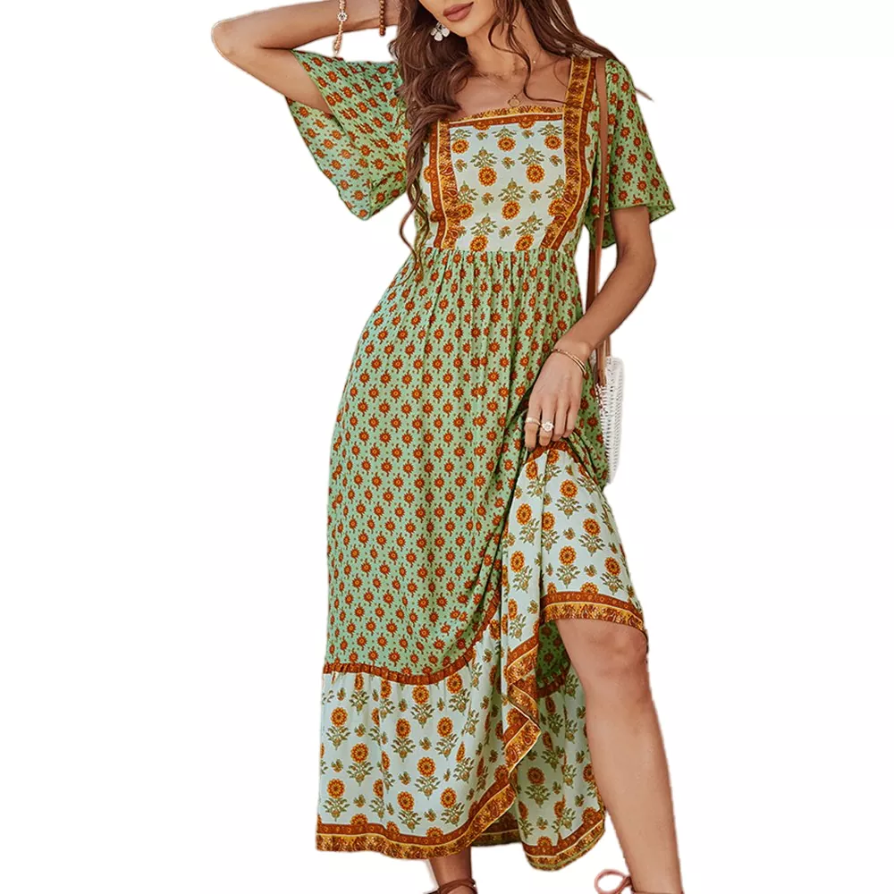 Vestido maxi estilo férias com estampa floral maxi