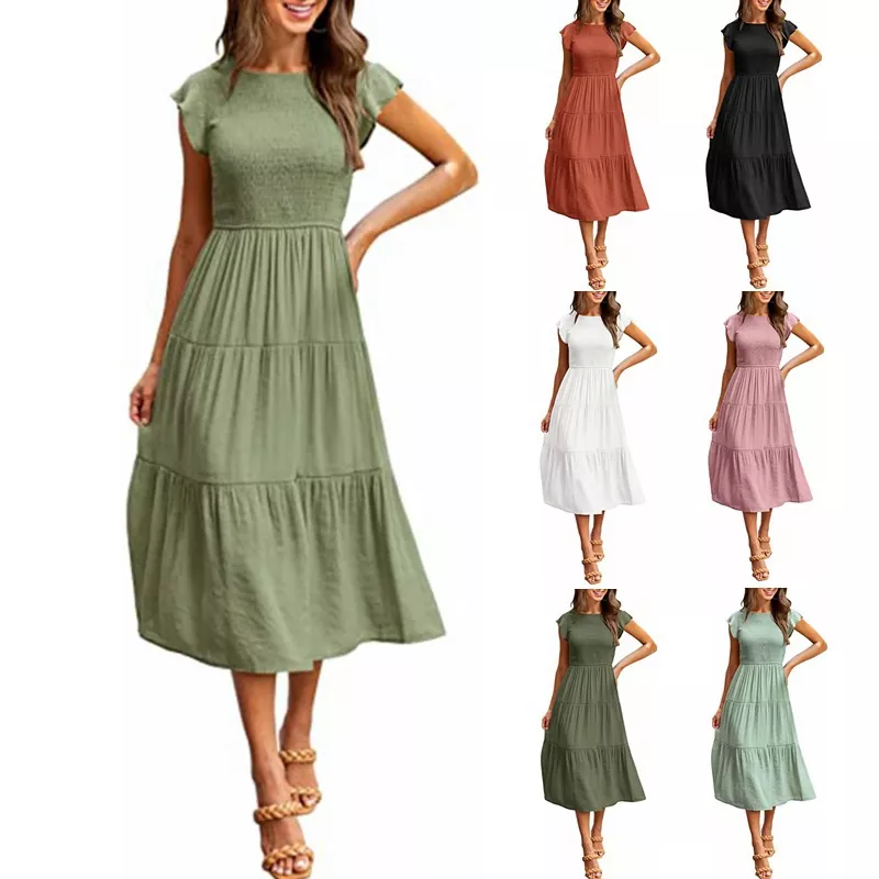 Vestido pequeno de manga voadora para vestido maxi feminino