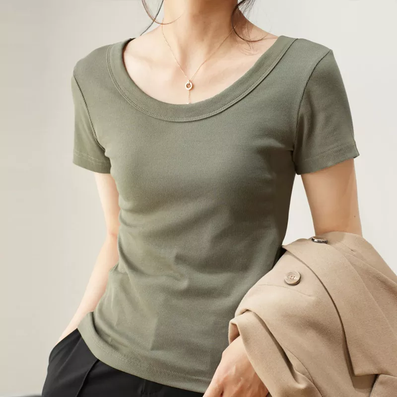 Camiseta feminina de manga curta emagrecedora de verão